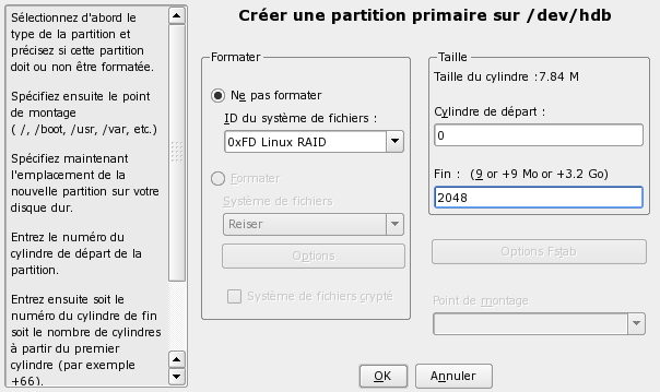 YAST - création de la première partition