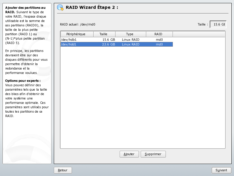 YAST - Le RAID est configuré