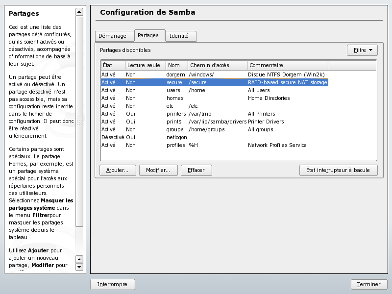 YAST - RAID array shared on SMB