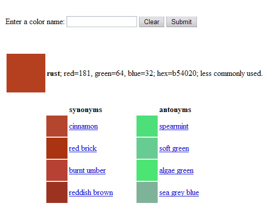 Online color thesaurus