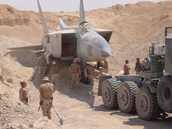 Iraqi MIG in desert sand