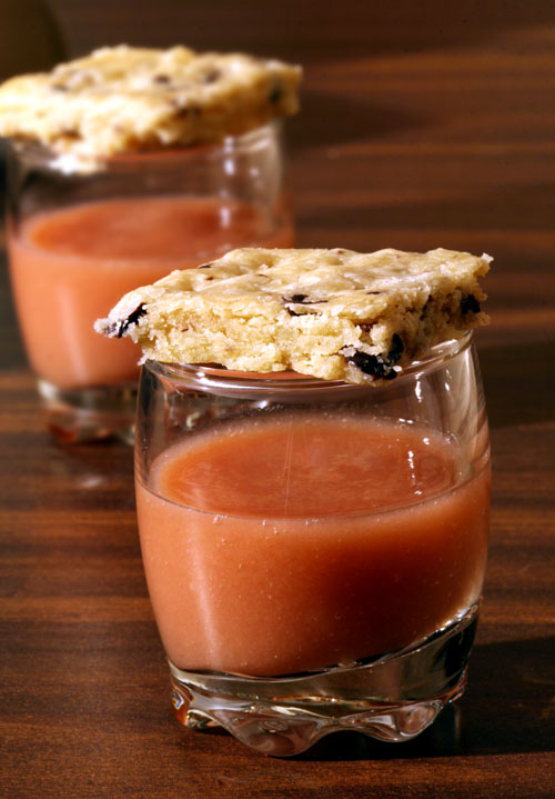 Rhubarb Soup with Olive Cookie