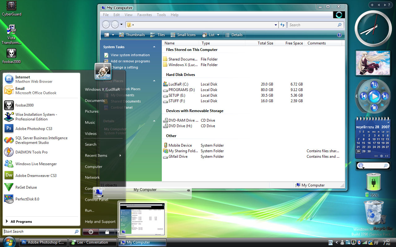 Windows XP ressemblant à Vista