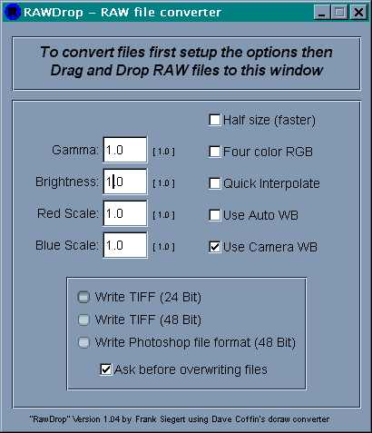 Configuration RawDrop